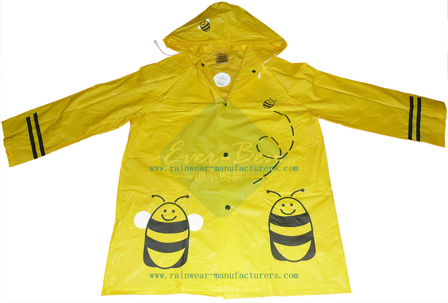 Yellow Child PVC Rainwear-Plastic Rain Jacket-Yellow Rain Slicker